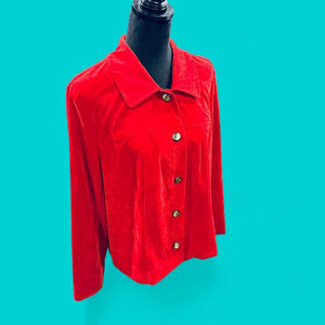 Soft Red Corduroy Velvet Jacket Shacket XL